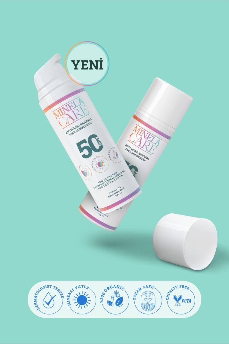 Leke Ve Yaşlanma Karşıtı Vitamin C Organik Mineral Filtreli Yüz Güneş Kremi Spf 50 70gr