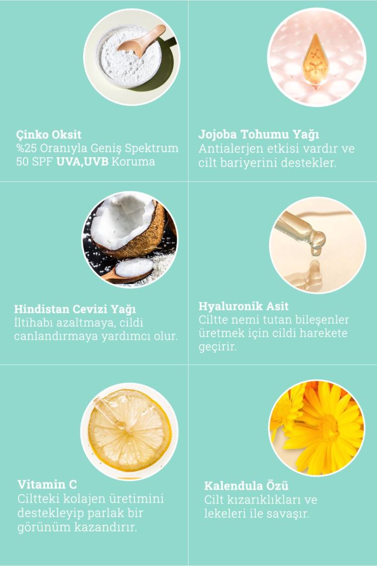 Leke Ve Yaşlanma Karşıtı Vitamin C Organik Mineral Filtreli Yüz Güneş Kremi Spf 50 70gr