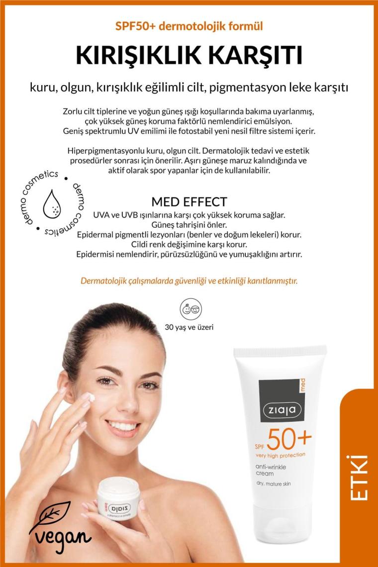 Med Spf 50 Kırışıklık Karşıtı Krem Dermotolojik Formül 50 ml