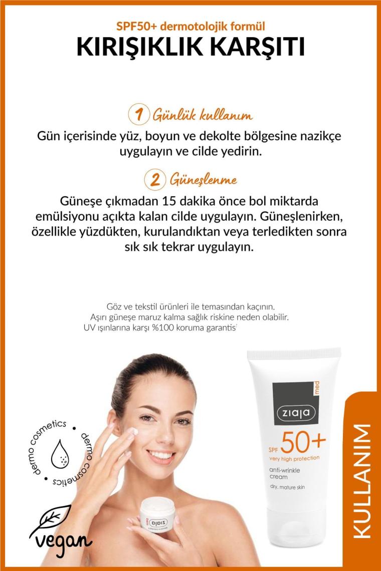 Med Spf 50 Kırışıklık Karşıtı Krem Dermotolojik Formül 50 ml