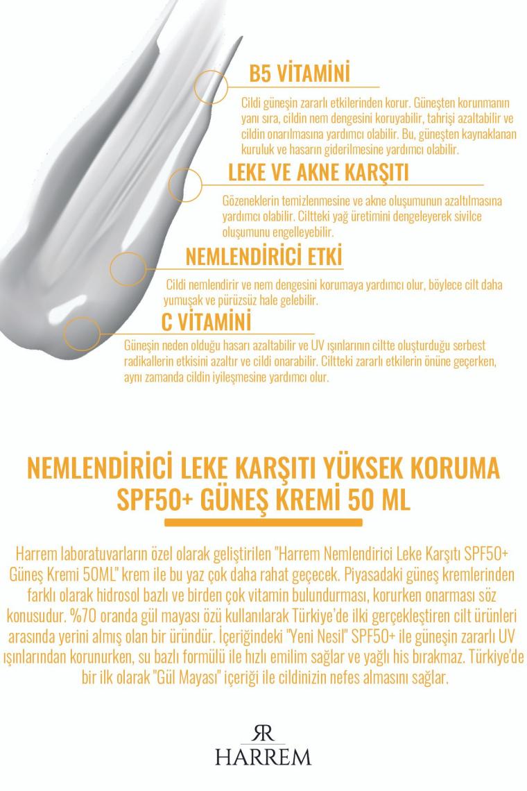 Nemlendirici Leke Karşıtı Spf50+ Güneş Kremi 50 Ml