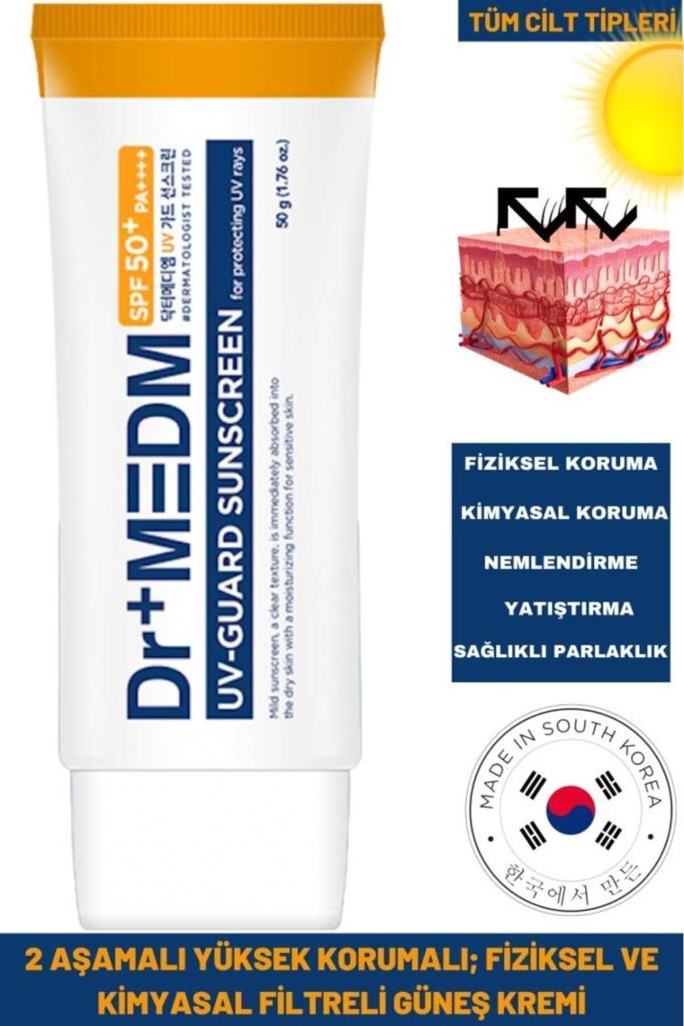 Dr+medm Spf50/pa++++ Uv 50 Ml Guard Sunscreen Yüksek Koruma Fiziksel&kimyasal Filtreli Güneş Kremi