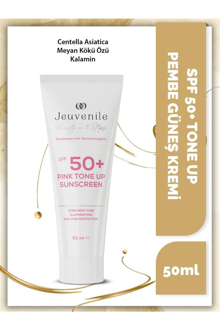 SPF 50+ Pembe Güneş Kremi - Renk Tonu Eşitleyici (Centella Asiatica, Meyan Kökü Özü, Kalamin)