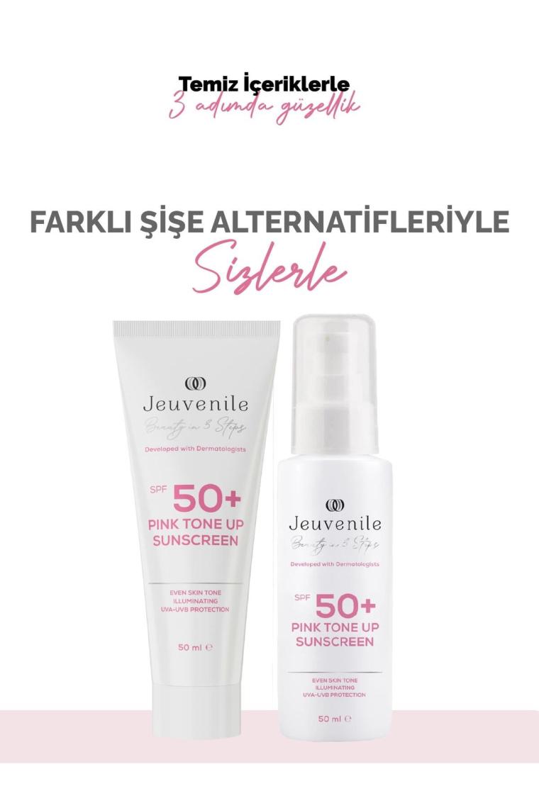 SPF 50+ Pembe Güneş Kremi - Renk Tonu Eşitleyici (Centella Asiatica, Meyan Kökü Özü, Kalamin)