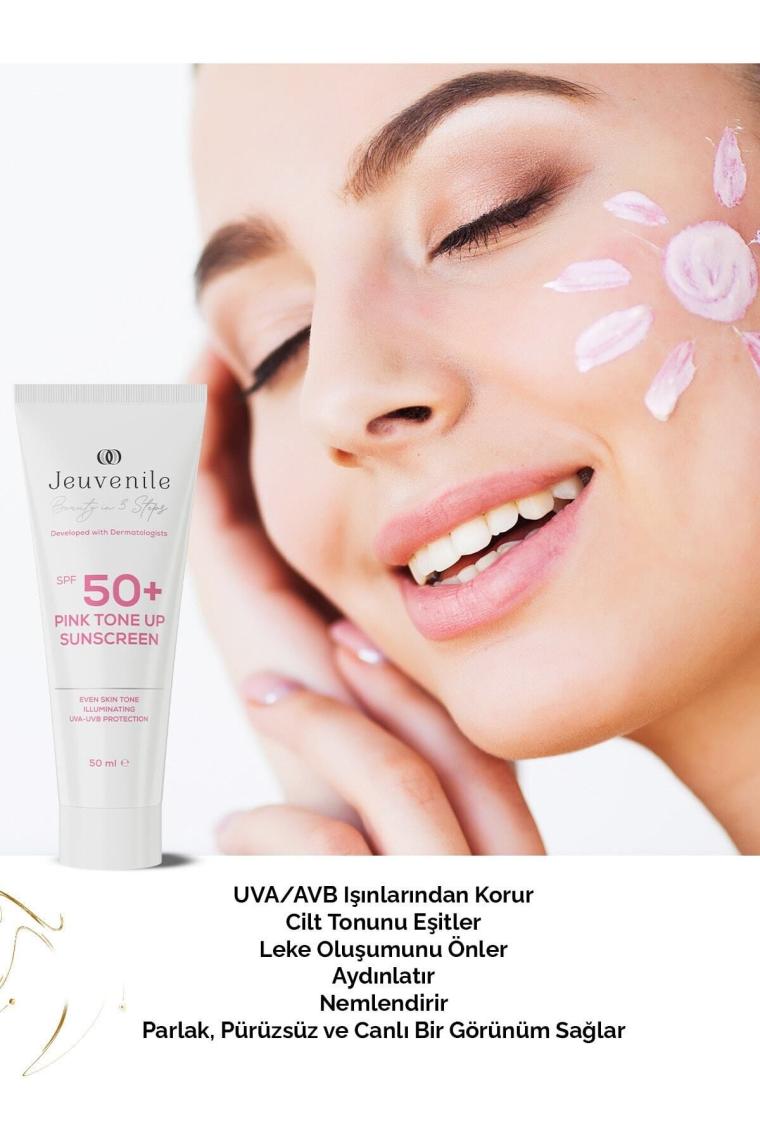 SPF 50+ Pembe Güneş Kremi - Renk Tonu Eşitleyici (Centella Asiatica, Meyan Kökü Özü, Kalamin)