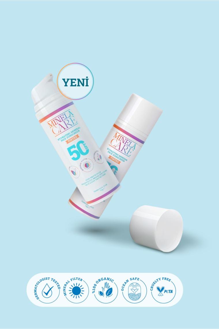 Hyalüronik Asitli Organik Mineral Filtreli Renkli Cilt Tonu Eşitleyici Yüz Güneş Kremi Spf 50 70gr