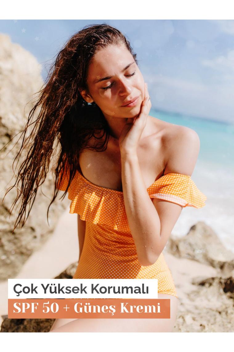 SPF 50+ Çok Yüksek Korumalı Güneş Kremi - Leke Karşıtı (UVA/UVB Filter, Antioxidants, Vitamin E)