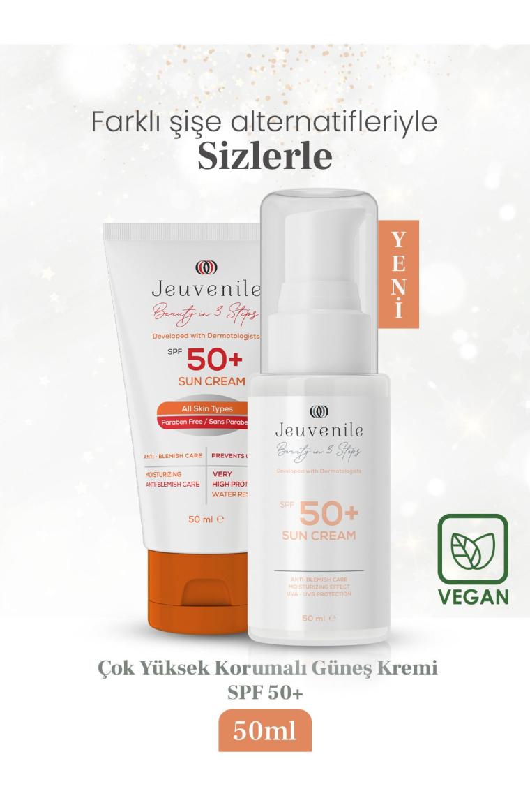 SPF 50+ Çok Yüksek Korumalı Güneş Kremi - Leke Karşıtı (UVA/UVB Filter, Antioxidants, Vitamin E)