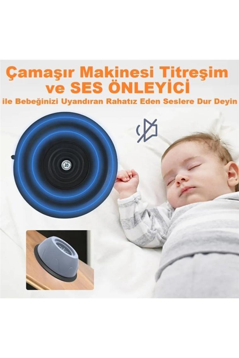 Beyaz Eşya Altlığı Çamaşır Makinesi Titreşim Önleyici Kaydırmaz Vantuzlu Koruyucu Stoper 4 Adet