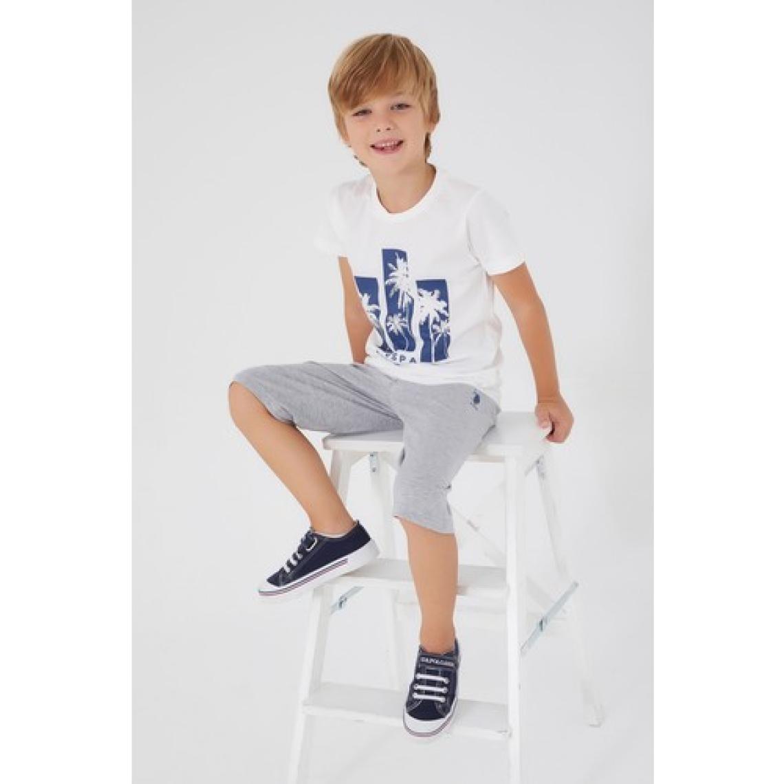U.S. Polo Assn. Palm Pattern Krem Erkek Çocuk Kapri Takım