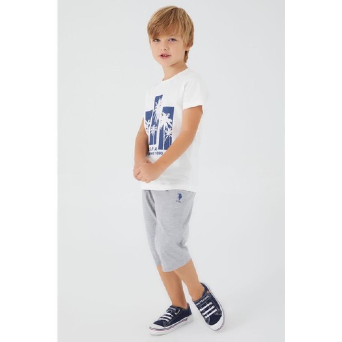 U.S. Polo Assn. Palm Pattern Krem Erkek Çocuk Kapri Takım