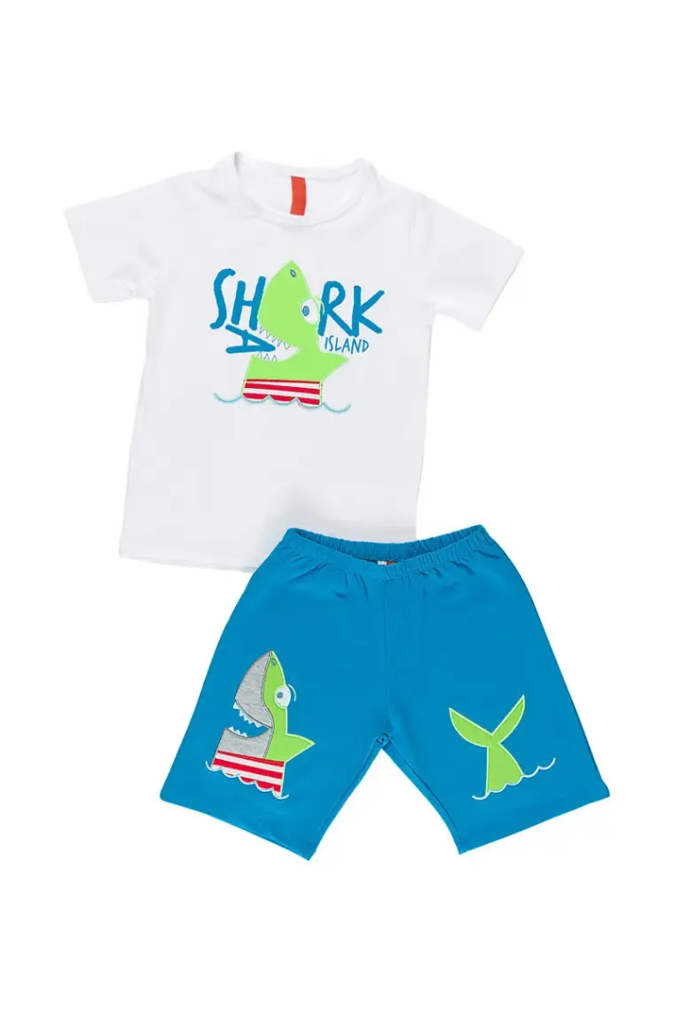 Denokids Shark Island Erkek Çocuk T-shirt Şort Takım