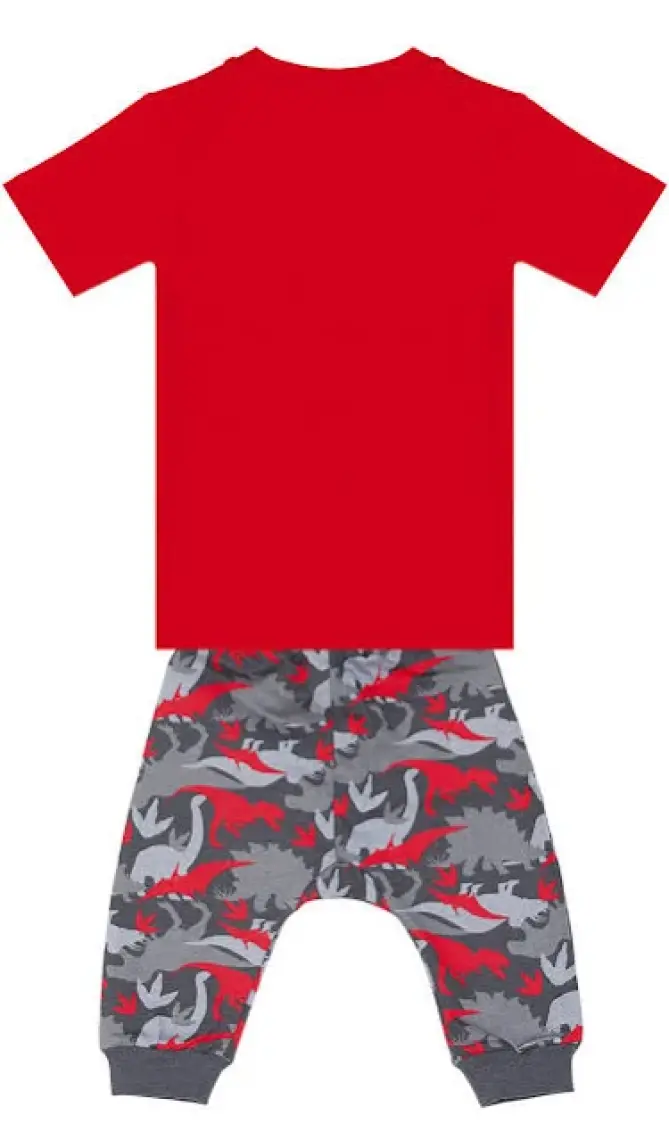 Denokids Dino Kamuflaj Erkek Çocuk T-shirt Kapri Şort Takım