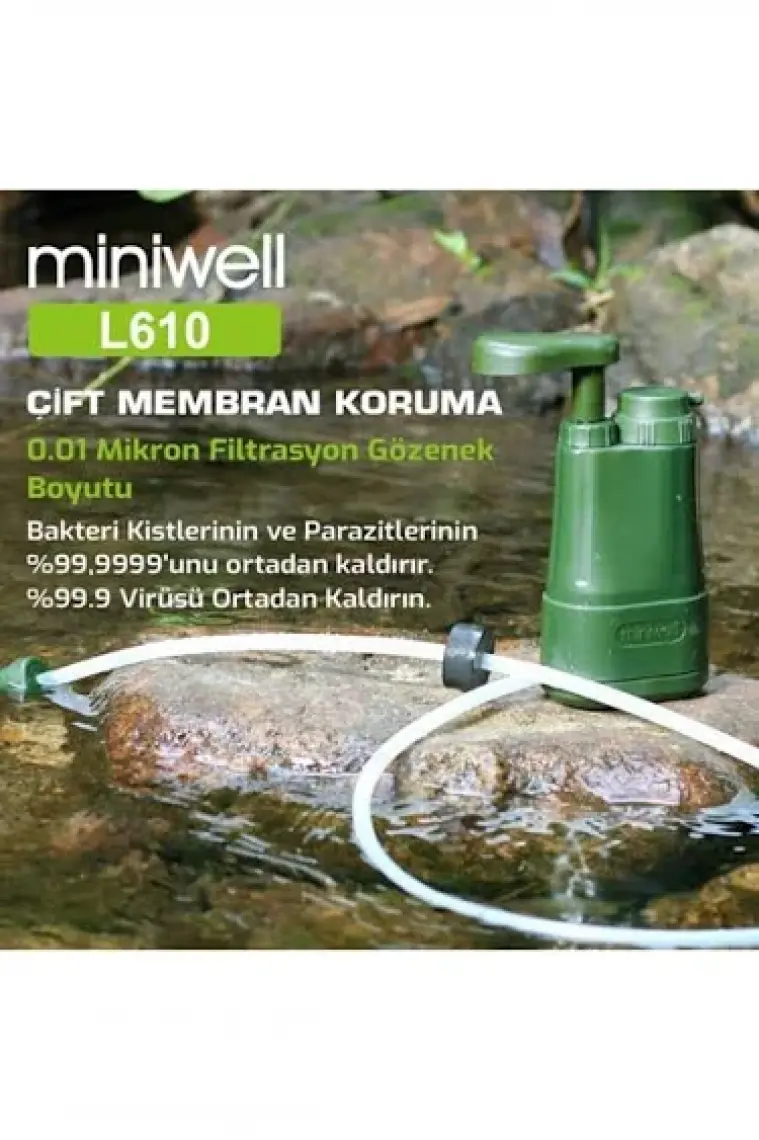 Miniwell L610 Pompalı Portatif Kamp Su Filtresi (3 Filtreli)