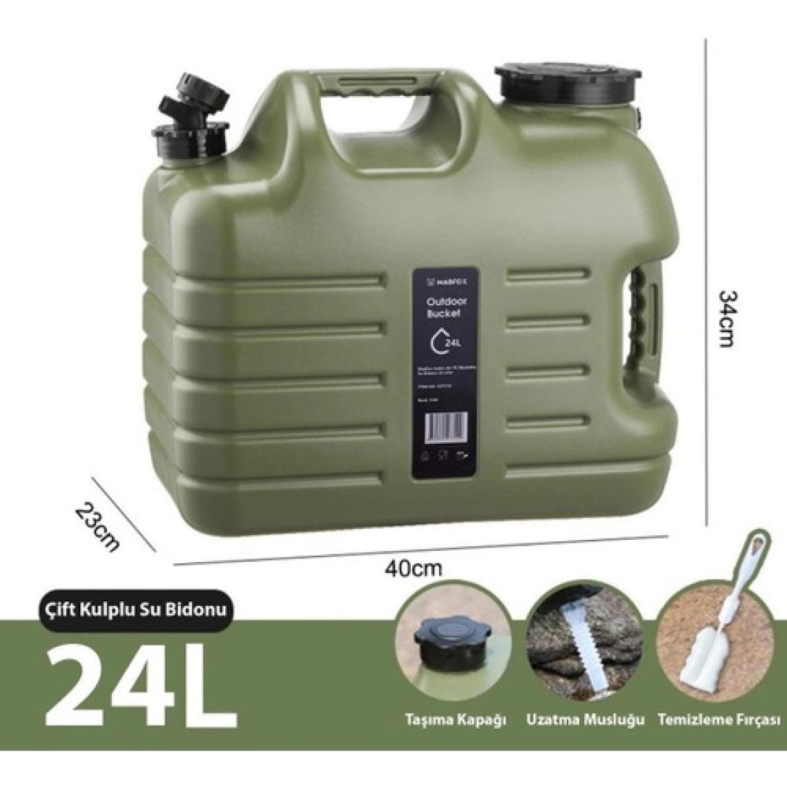 Madfox Galon Air Pe Musluklu Su Bidonu 24 Litre Green