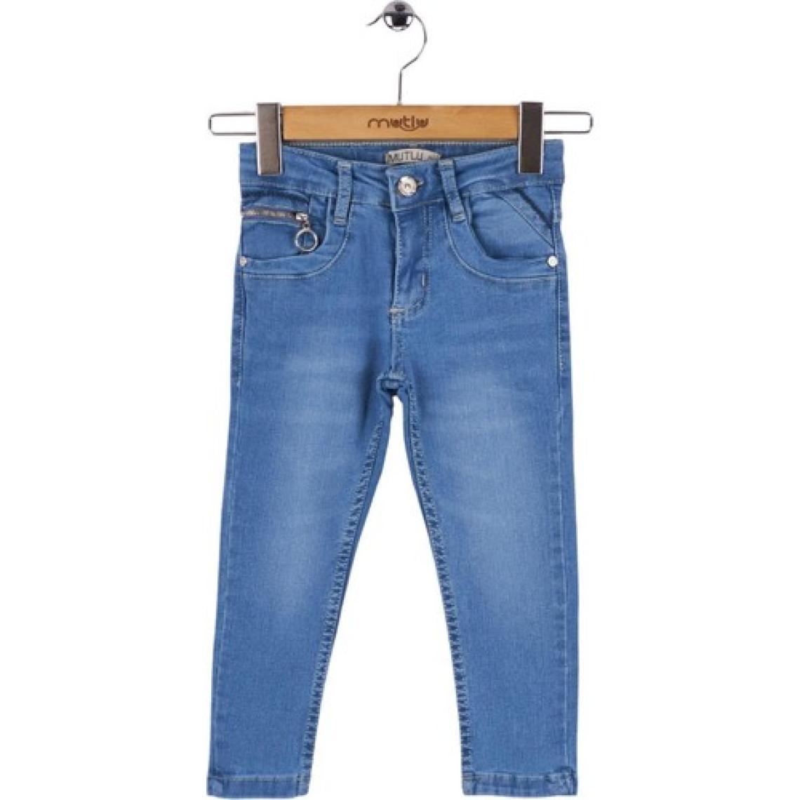 Mutlu Kids Cep Fermuarlı Kız Kot Pantolon