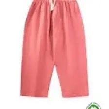 Organic Beli Fırfırlı Geniş Kesim Müslin Pantolon 1-8 Yaş Mercan