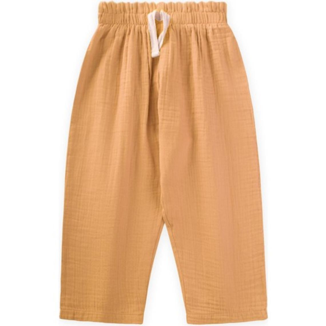 Organic Beli Fırfırlı Geniş Kesim Müslin Pantolon 1-8 Yaş Sundres