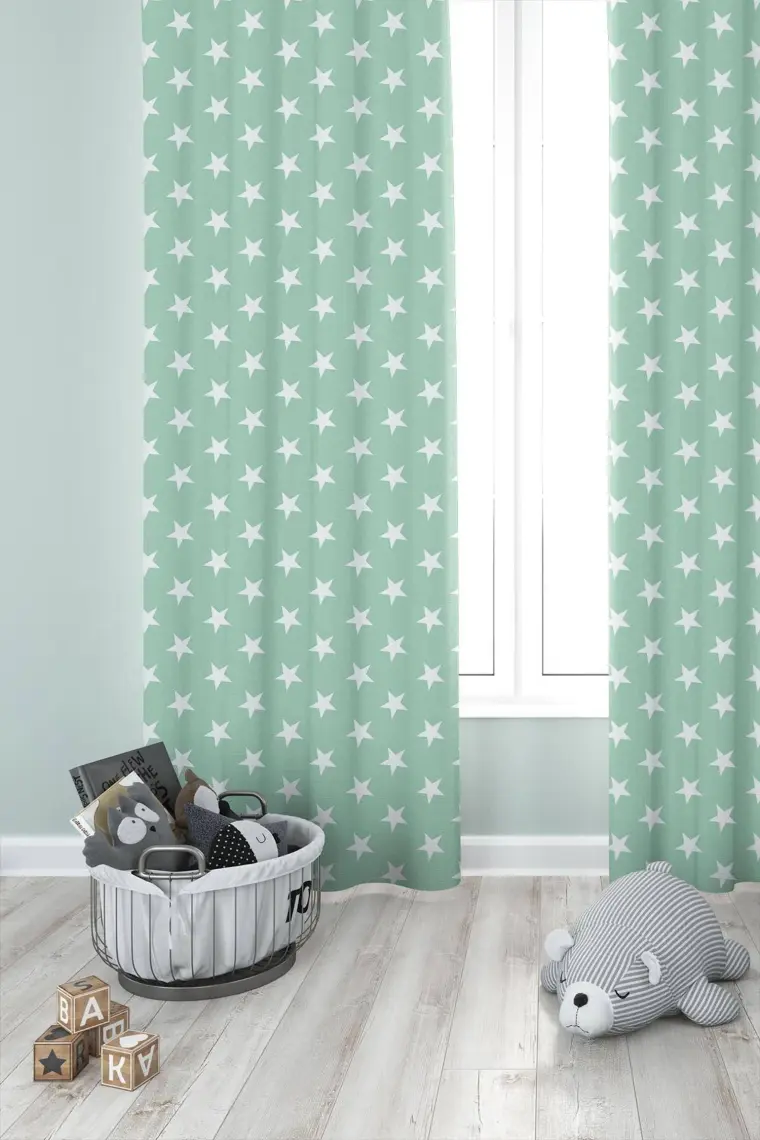 Premier Home Yıldız Desenli Fon Perde Mint 170 x 270
