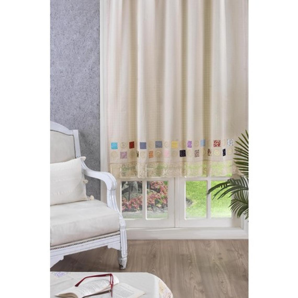 Ödel Home Buldan Keteni Yamalı ve Iplik Işlemeli Fon Perde