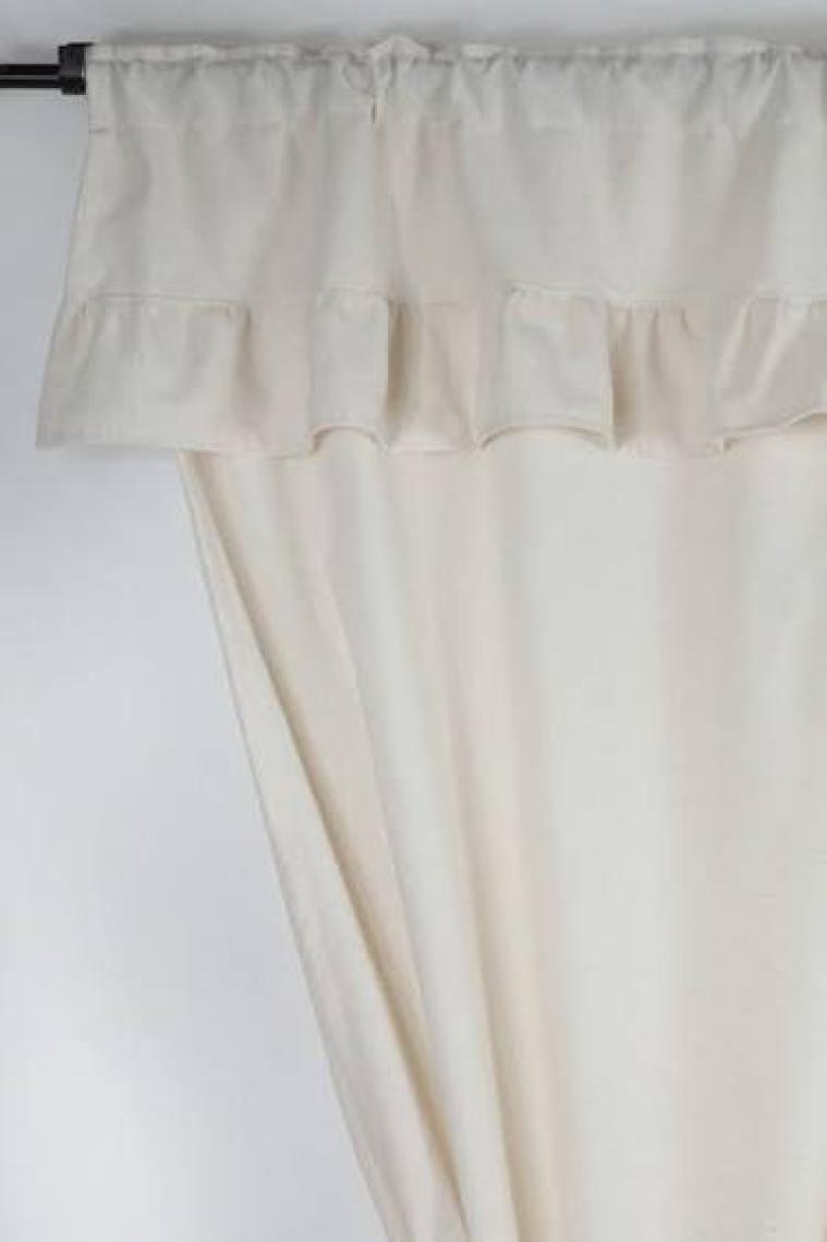 Cotton Maison Naturel Fırfırlı Perde Farbalı Vintage Çift Kanat Krem 80X170 cm