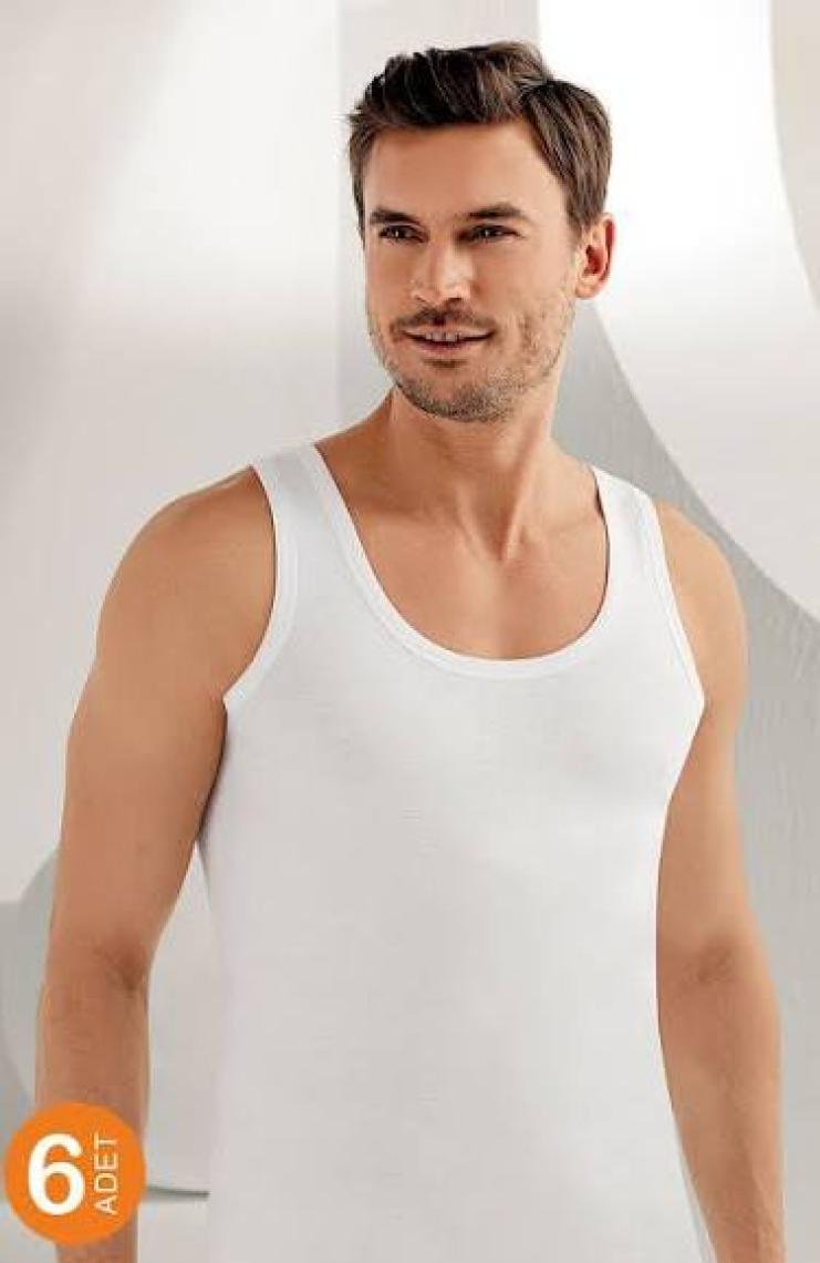 Şahinler 6 Lı Paket Şahinler Ribana %100 Pamuk Erkek Atlet Beyaz ME020