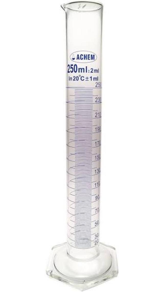 Achem 250Ml Cam Mezür Uzun Form Mavi Skala