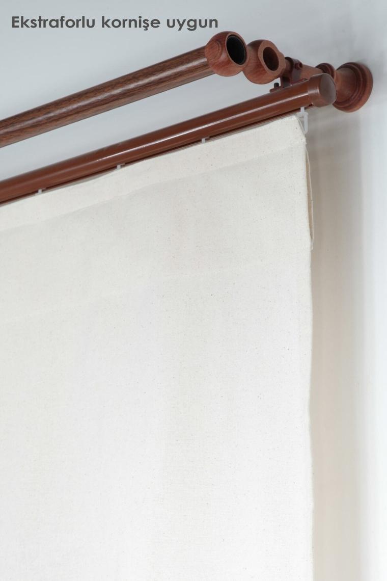 Cotton Maison Naturel Potlu Ekose Tül Perde Retro 220X200 cm Krem