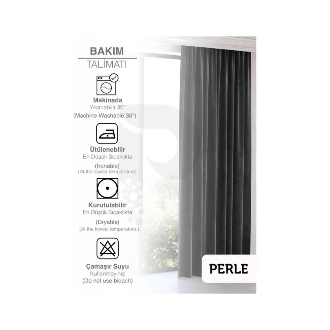 Perle Home Daily Series Siyah Rengi Ada Fon Perde