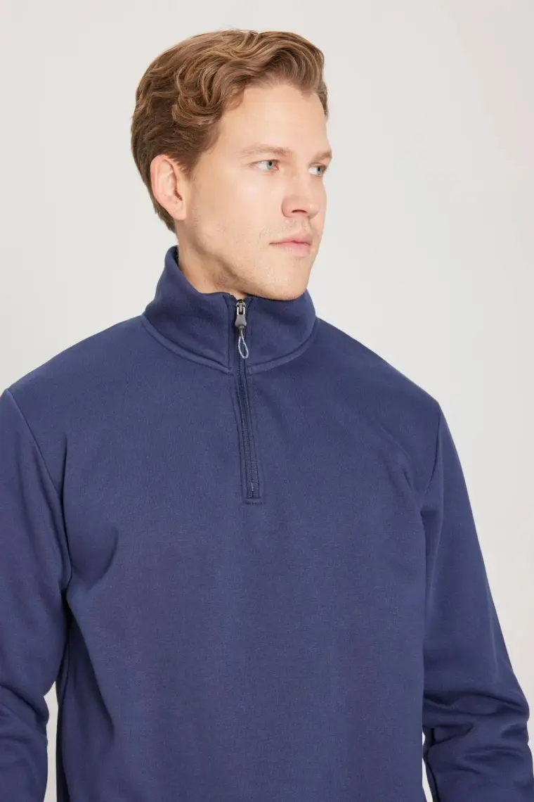 Wrangler Regular Fit Normal Kesim Fermuarlı Yaka İçi Polarlı Lacivert Sweatshirt