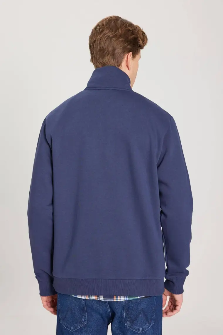 Wrangler Regular Fit Normal Kesim Fermuarlı Yaka İçi Polarlı Lacivert Sweatshirt