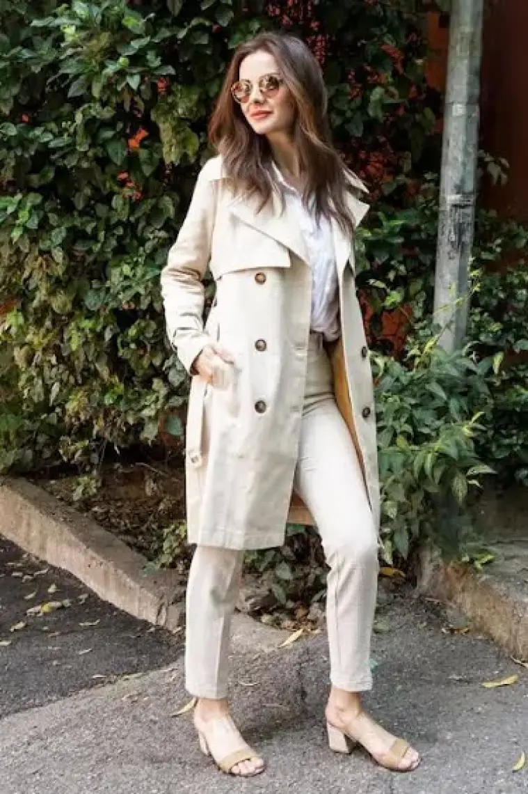 Pastelastore  Pamuk Gabardin Midi (95CM) Astarlı Kemerli Kadın Trençkot 1113