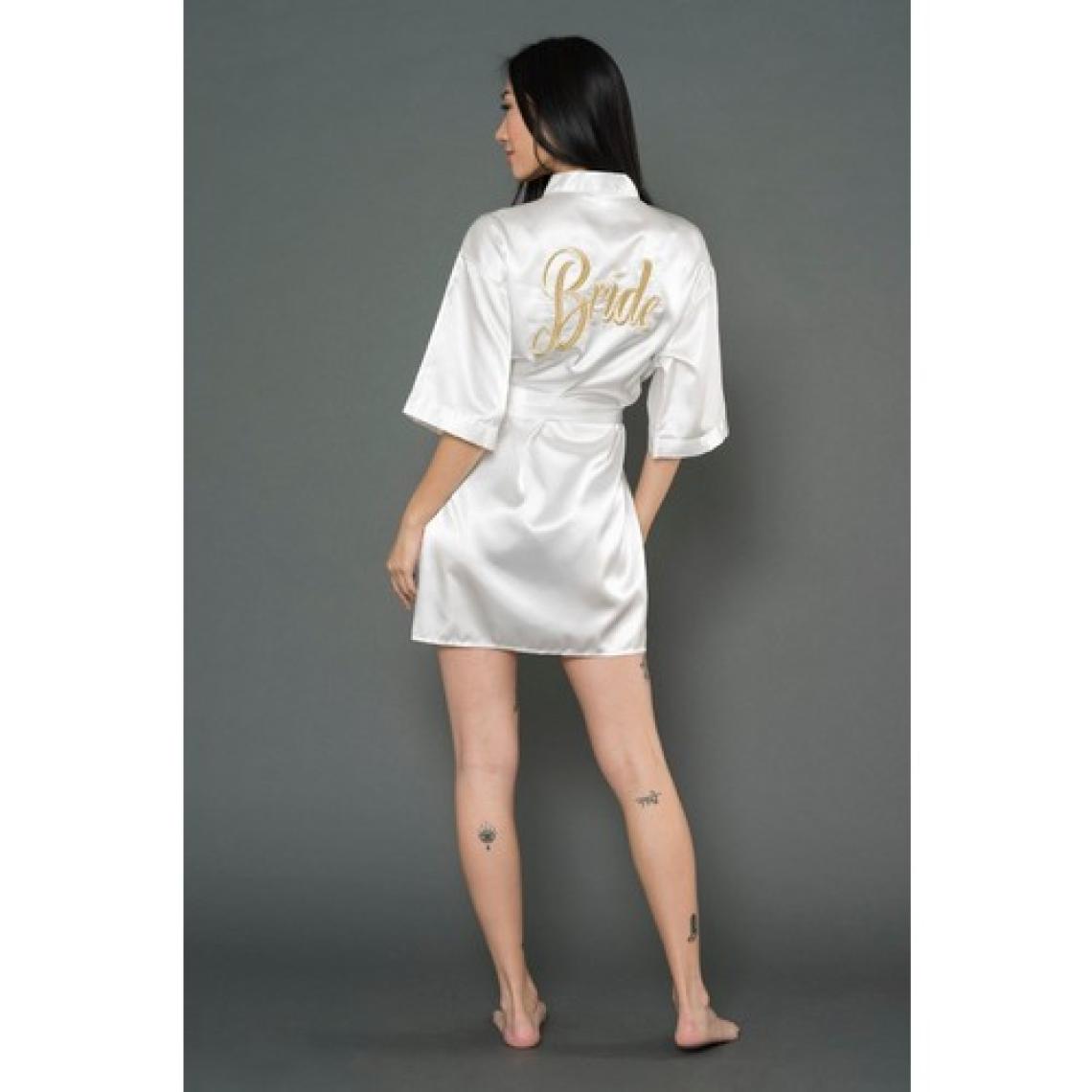 For You Moda Saten Gold Bride Nakışlı Gelin Sabahlığı FM000001