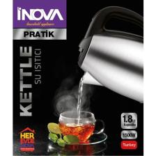 İnova Pratik Paslanmaz Çelik Kettle Su Isıtıcısı 360 Dönebilen Gövde