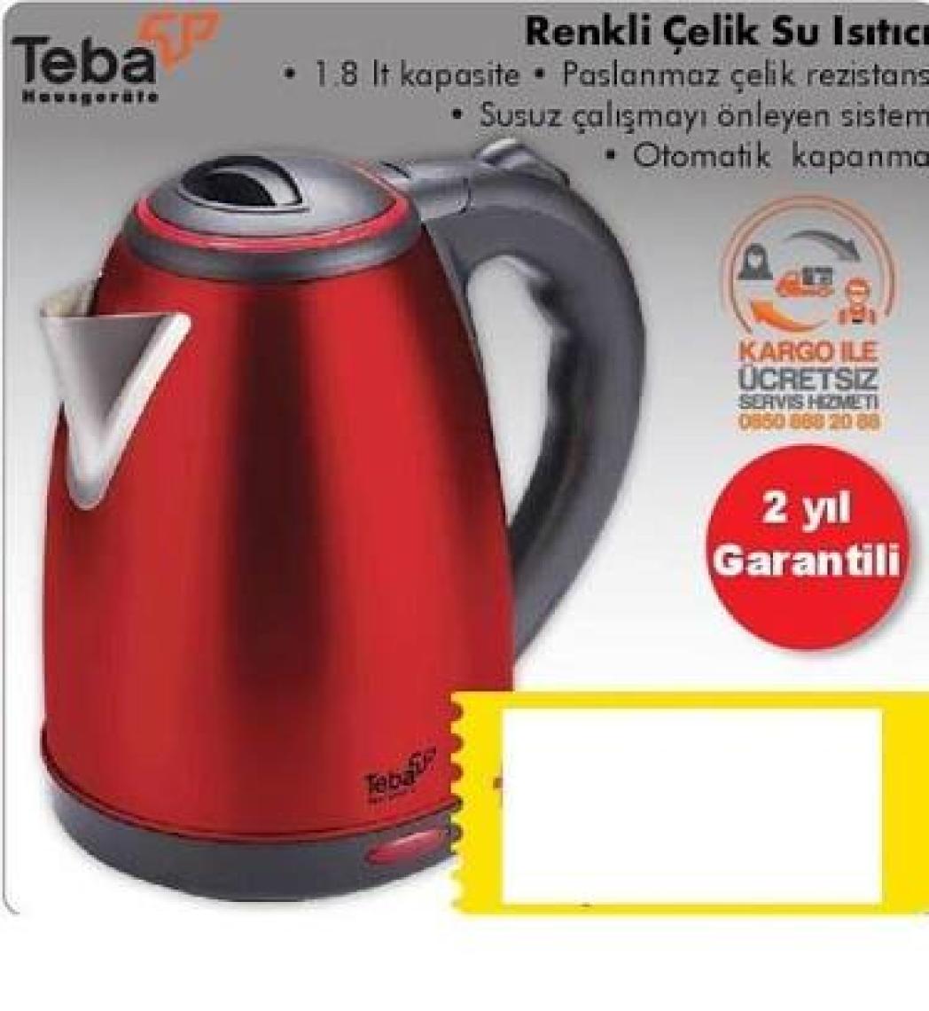 Teba TH-118K Ck 1,8 Lt Elektrikli Çelik Su Isıtıcı - Kırmızı