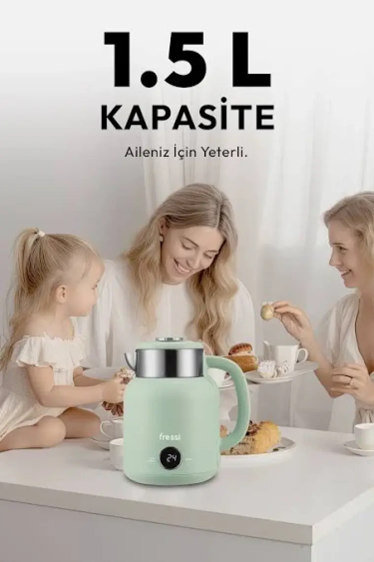 Fressi KT-01 Retrofi Su Yeşili 1.5 L Retro Elektrikli Kettle Su Isıtıcı