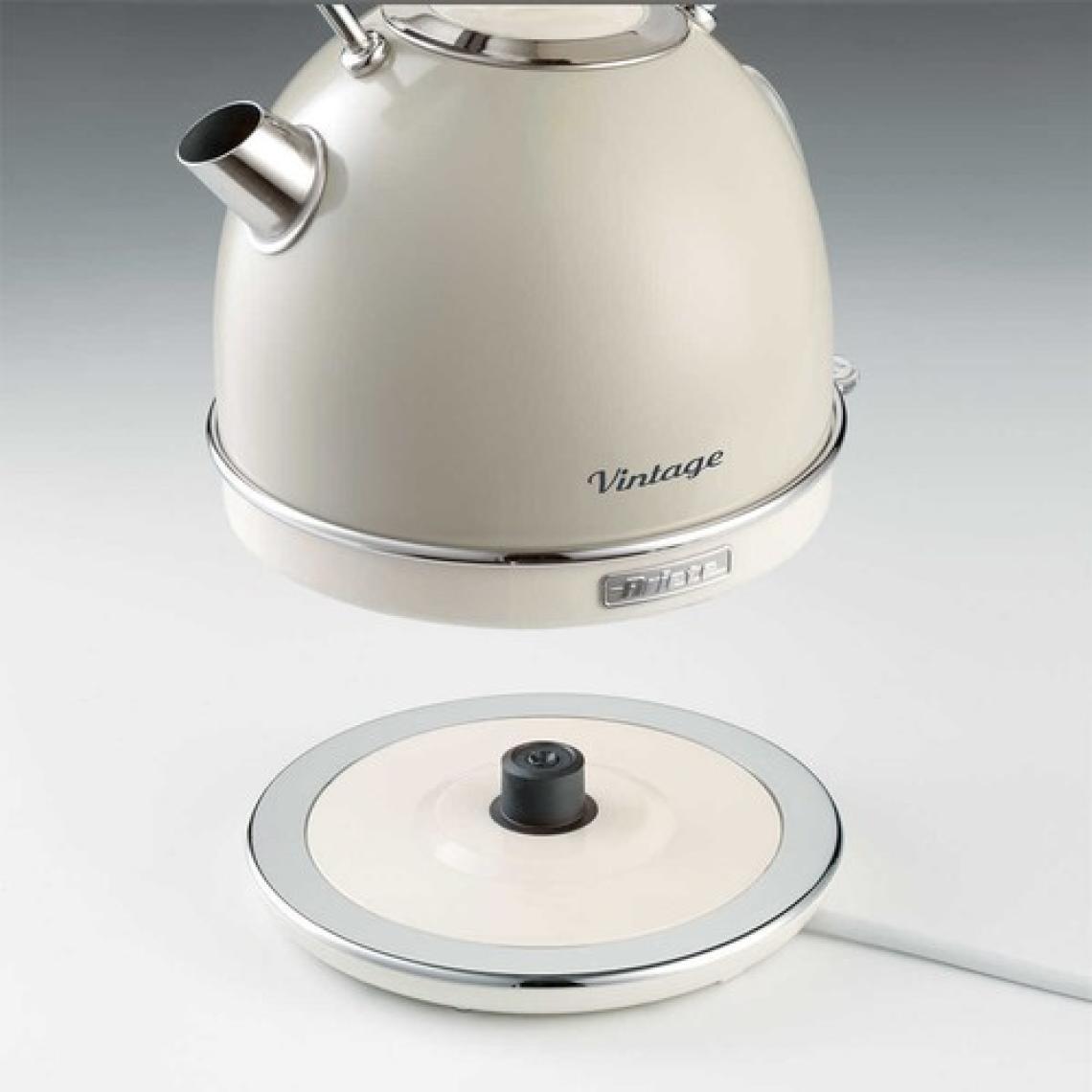 Ariete Vintage Bej Su Isıtıcı 1,7 Lt – Paslanmaz Çelik, Kablosuz Kullanım, Hızlı Isıtma ve Otomatik Kapanma Özellikli