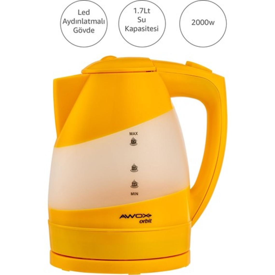 Awox Orbit Gizli Rezistanslı Kettle Sarı