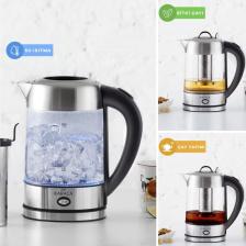 Cam Inox Bitki Çayı Makinesi Ve Su Isıtıcı Kettle 2202,led Işıklı, Yüksek Borosilikat Gövde