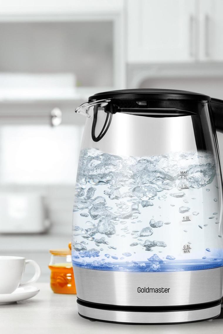 Göksu Paslanmaz Çelik 2200 Watt 1.7 Litre Işıklı Cam Kettle Su Isıtıcı