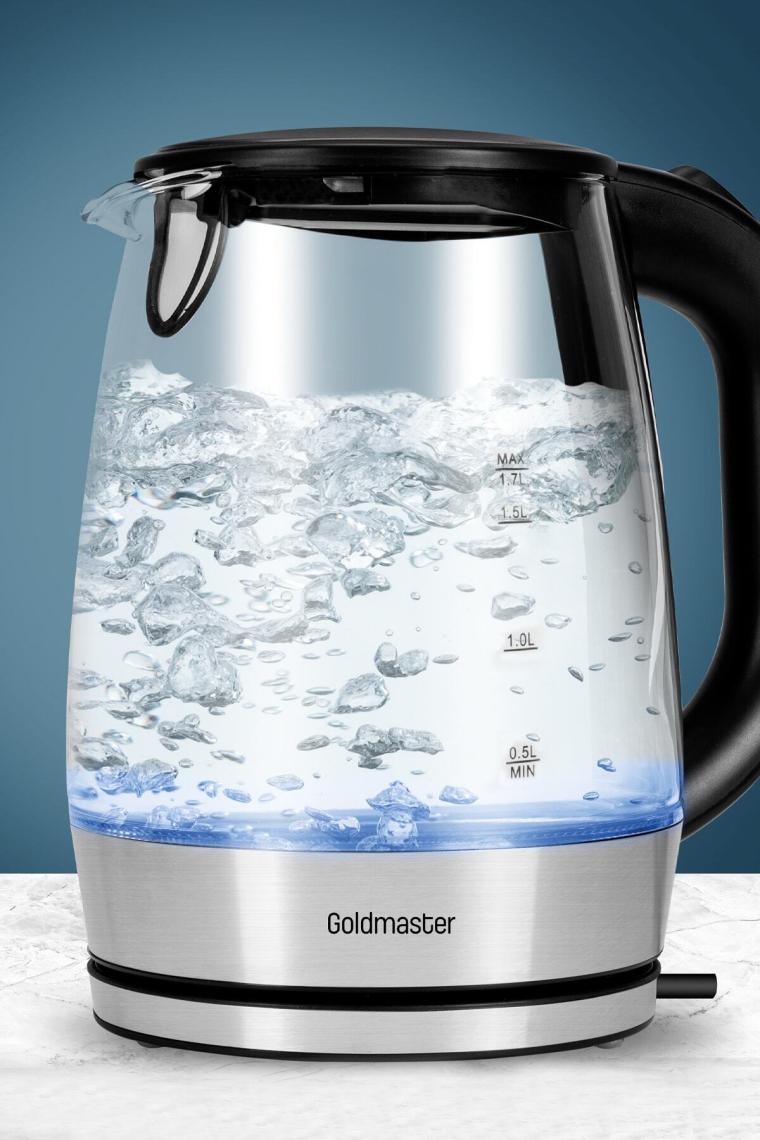 Göksu Paslanmaz Çelik 2200 Watt 1.7 Litre Işıklı Cam Kettle Su Isıtıcı