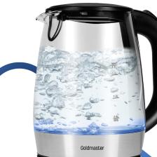 Göksu Paslanmaz Çelik 2200 Watt 1.7 Litre Işıklı Cam Kettle Su Isıtıcı