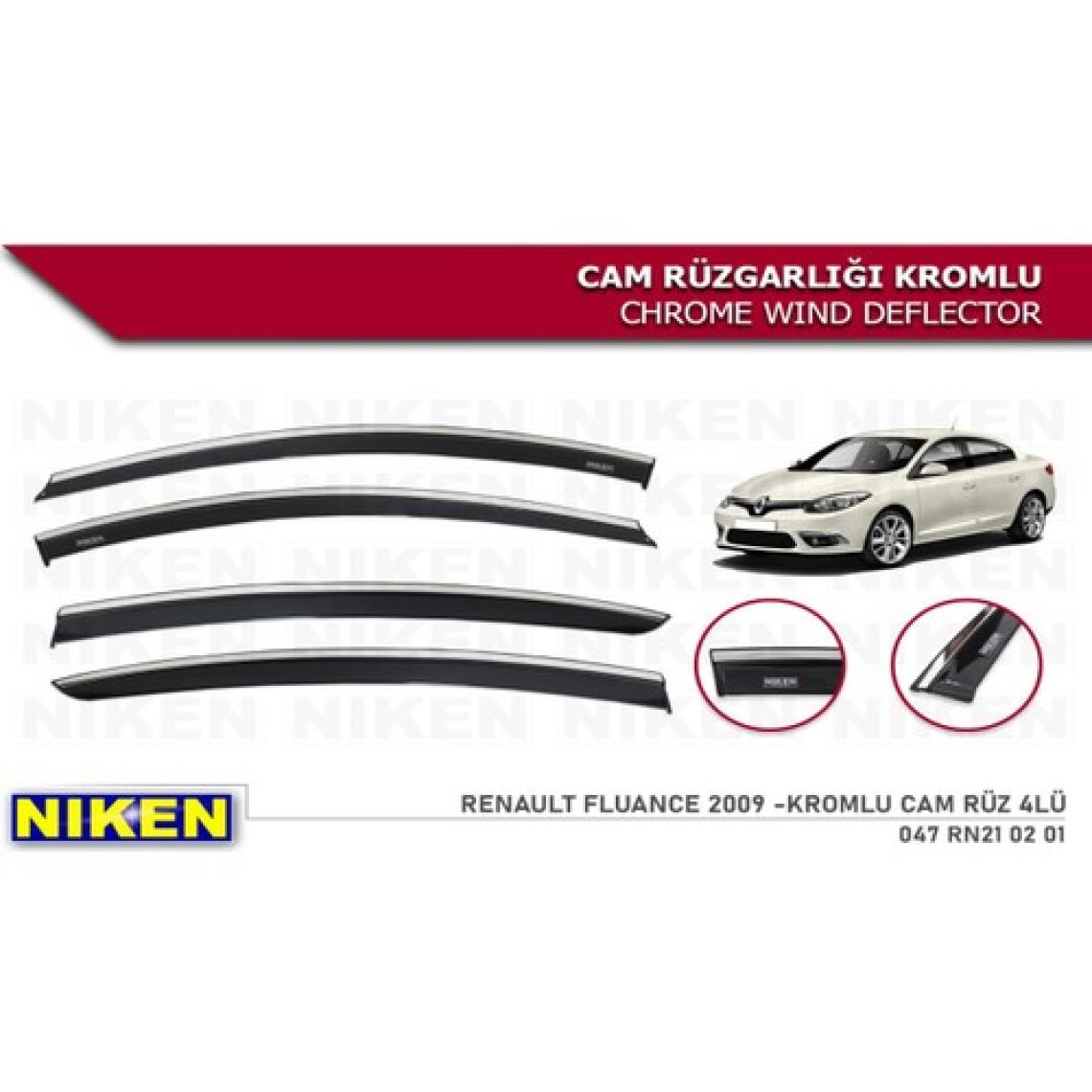 Niken Renault Fluence 2009 Sonrası Kromlu Cam Rüzgarlığı 4'lü