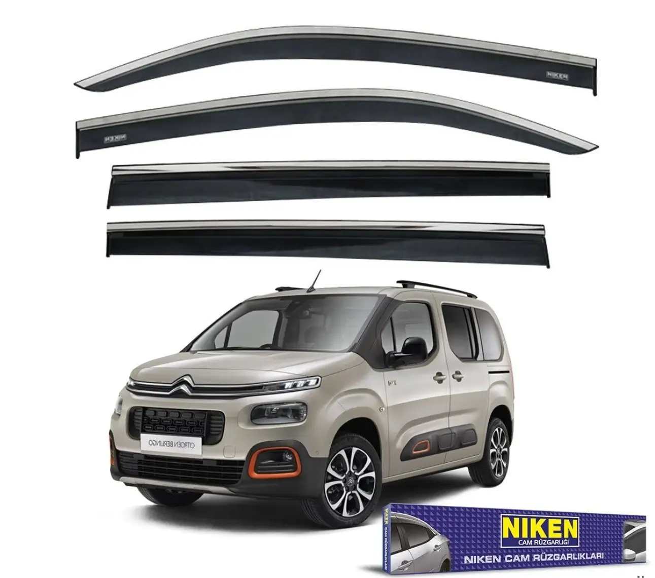 Niken Citroen Berlingo 2018+ /rifter/combo/proace City Kromlu Cam Rüzgarlığı 4 Lü