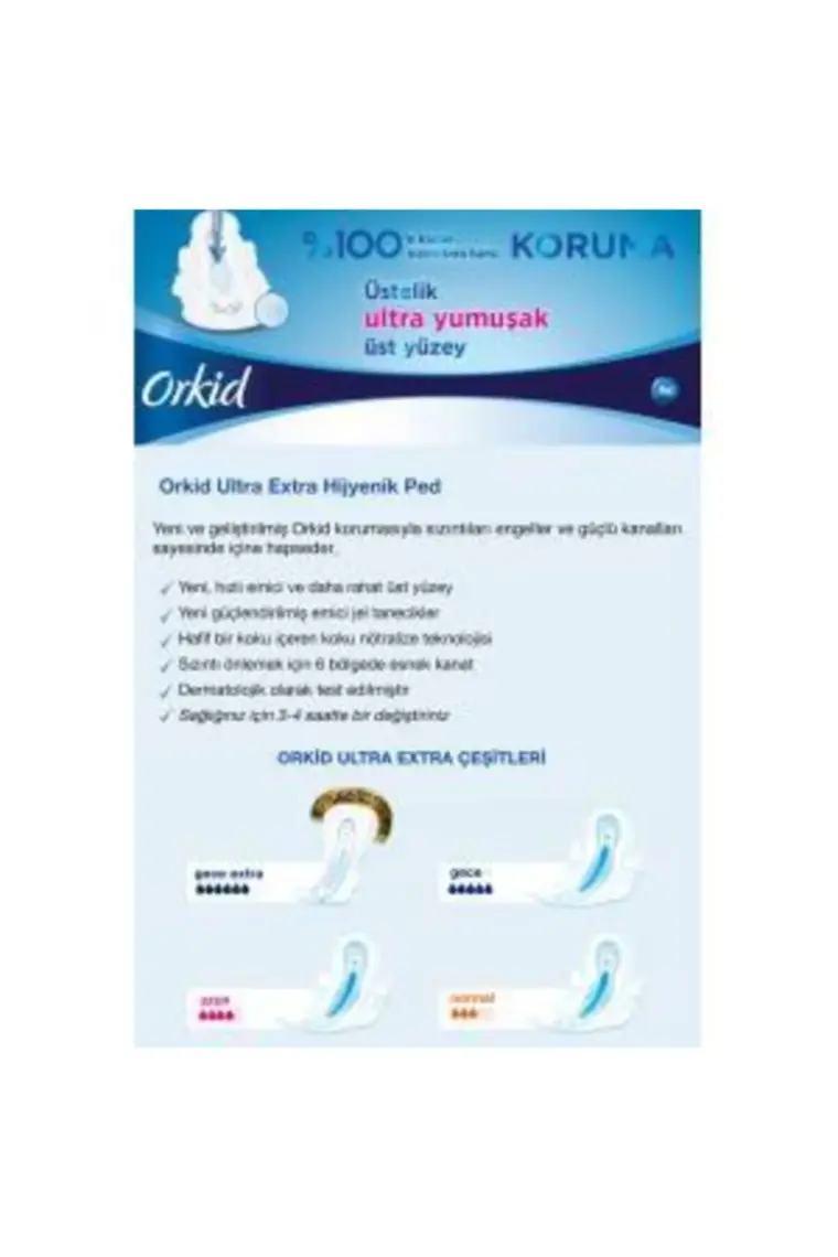 Orkid Ultra Extra Hijyenik Ped Normal Tekli Paket 8'li