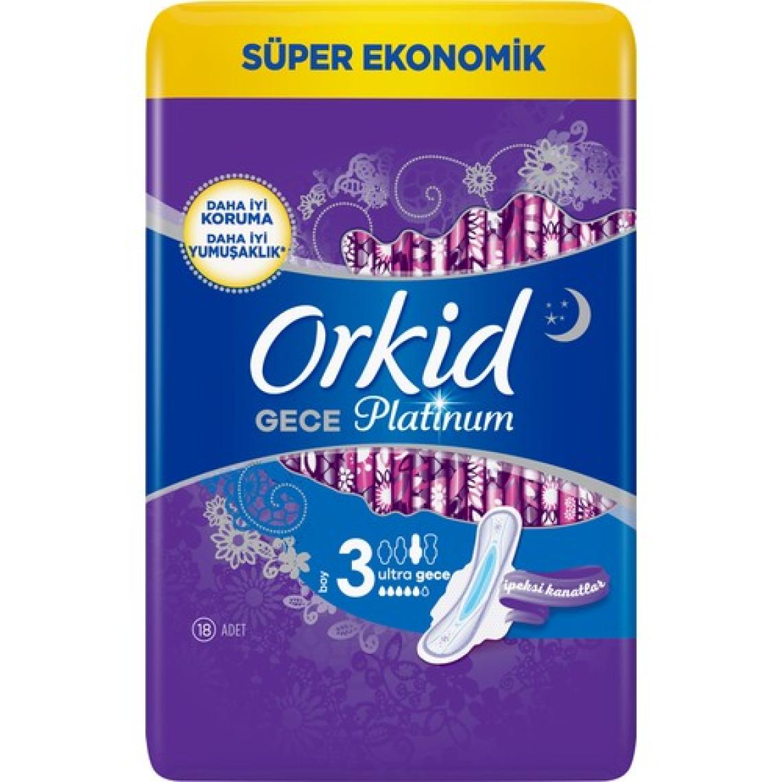 Orkid Platinum Gece 18 Adet Süper Ekonomik Paket Hijyenik Ped