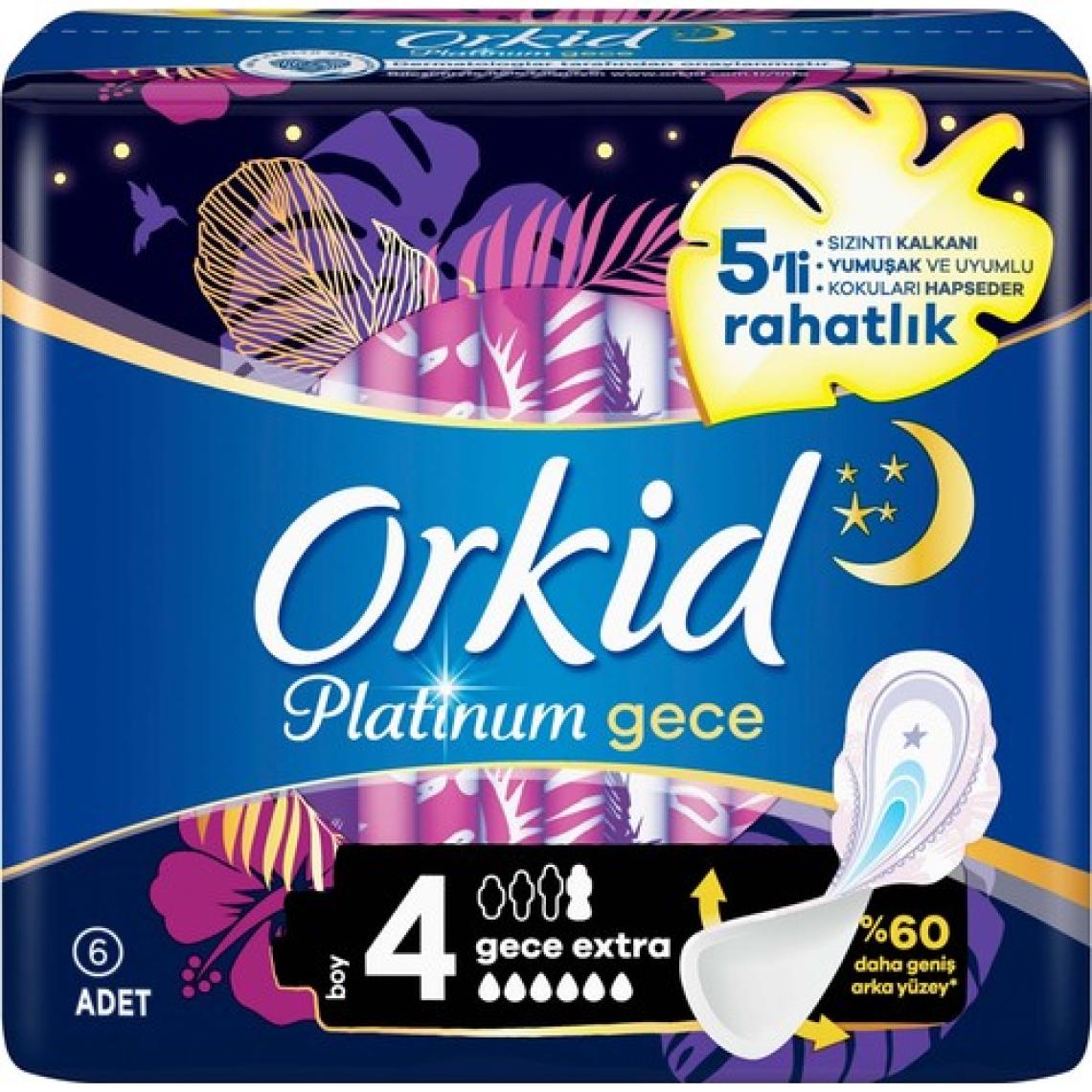 Orkid Platinum Gece Extra 6 Adet Tekli Paket Hijyenik Ped