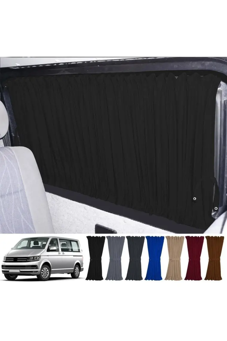 Oto Pandami Volkswagen Transporter Caravelle T5/t6/t7 Kısa Şase 2003-2022 Uyumlu Siyah Raylı Oto Perde Takımı