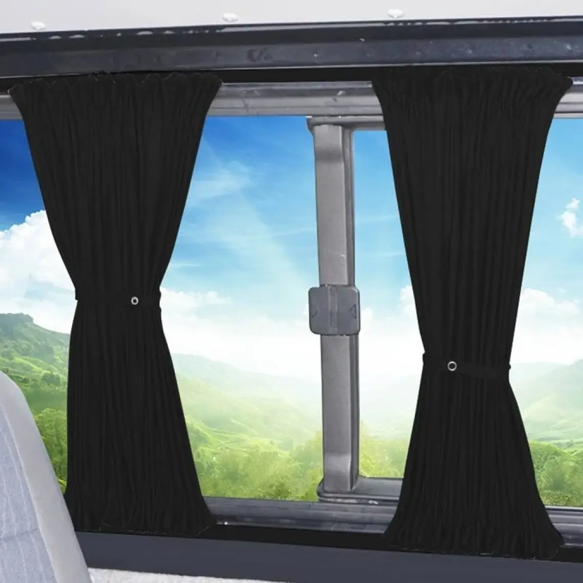 Oto Pandami Volkswagen Transporter Caravelle T5/t6/t7 Kısa Şase 2003-2022 Uyumlu Siyah Raylı Oto Perde Takımı