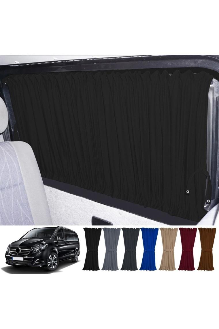 Oto Pandami Mercedes Vito W447 5 Cam 2014+ Uyumlu Siyah Raylı Oto Perde Takımı